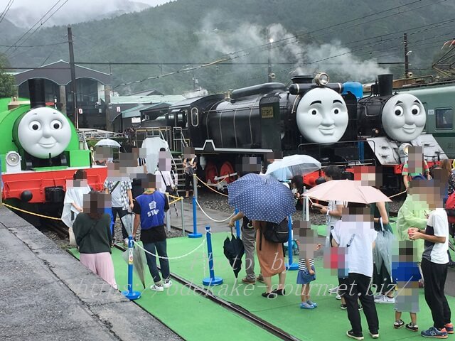 雨の日の大井川鉄道トーマスフェア会場